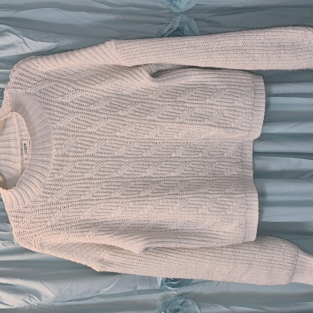 J Crew White Cable Knit Sweater Sz M